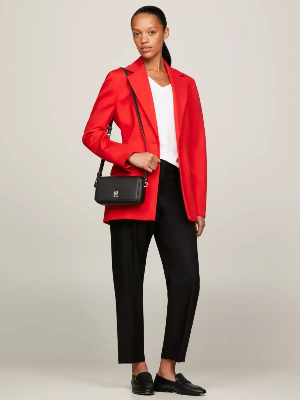 Tommy Hilfiger TH Emblem Crossbody-Tasche mit Klappe BLACK Outlet