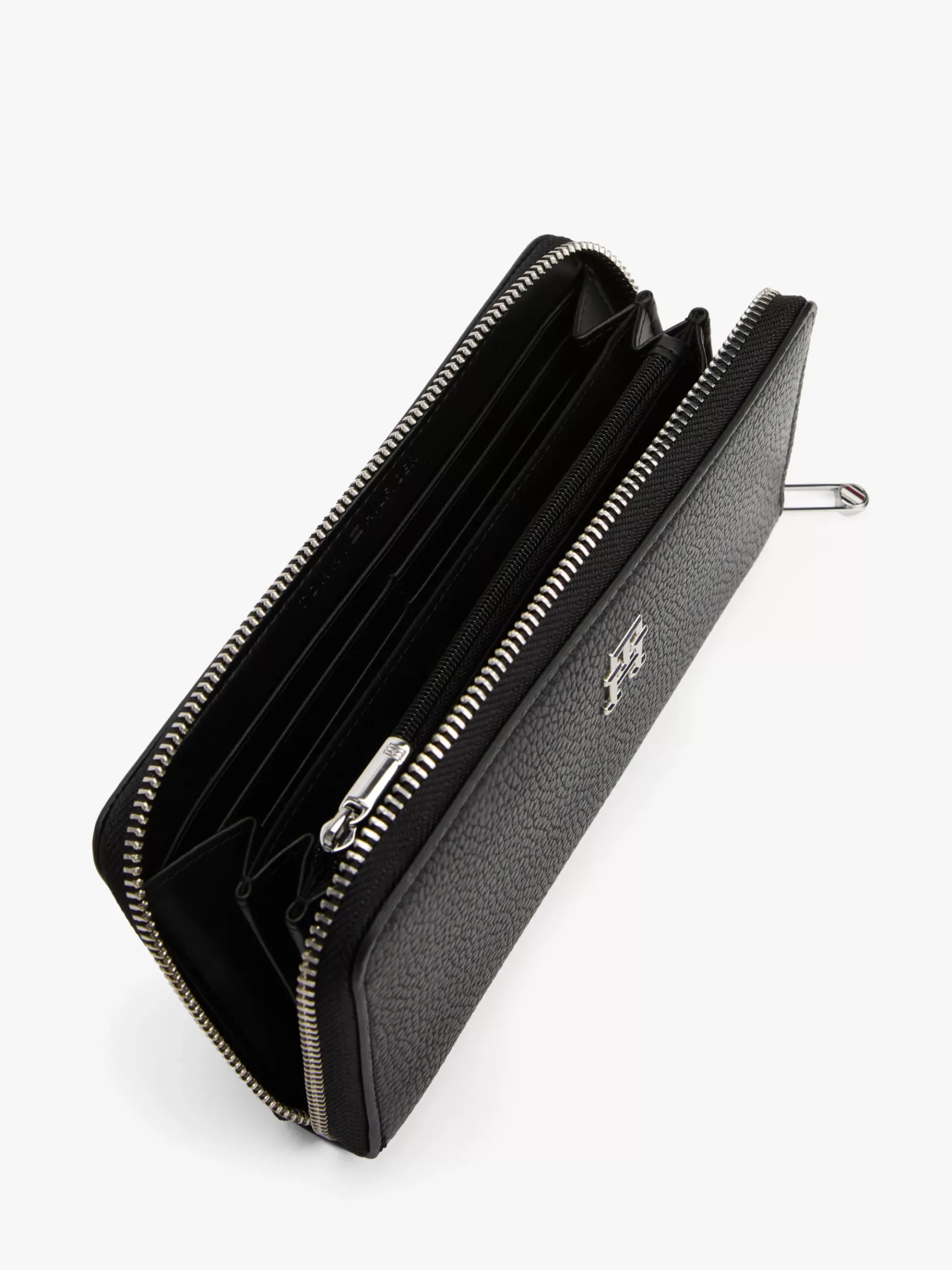Tommy Hilfiger TH Emblem große Reißverschluss-Brieftasche BLACK Flash Sale