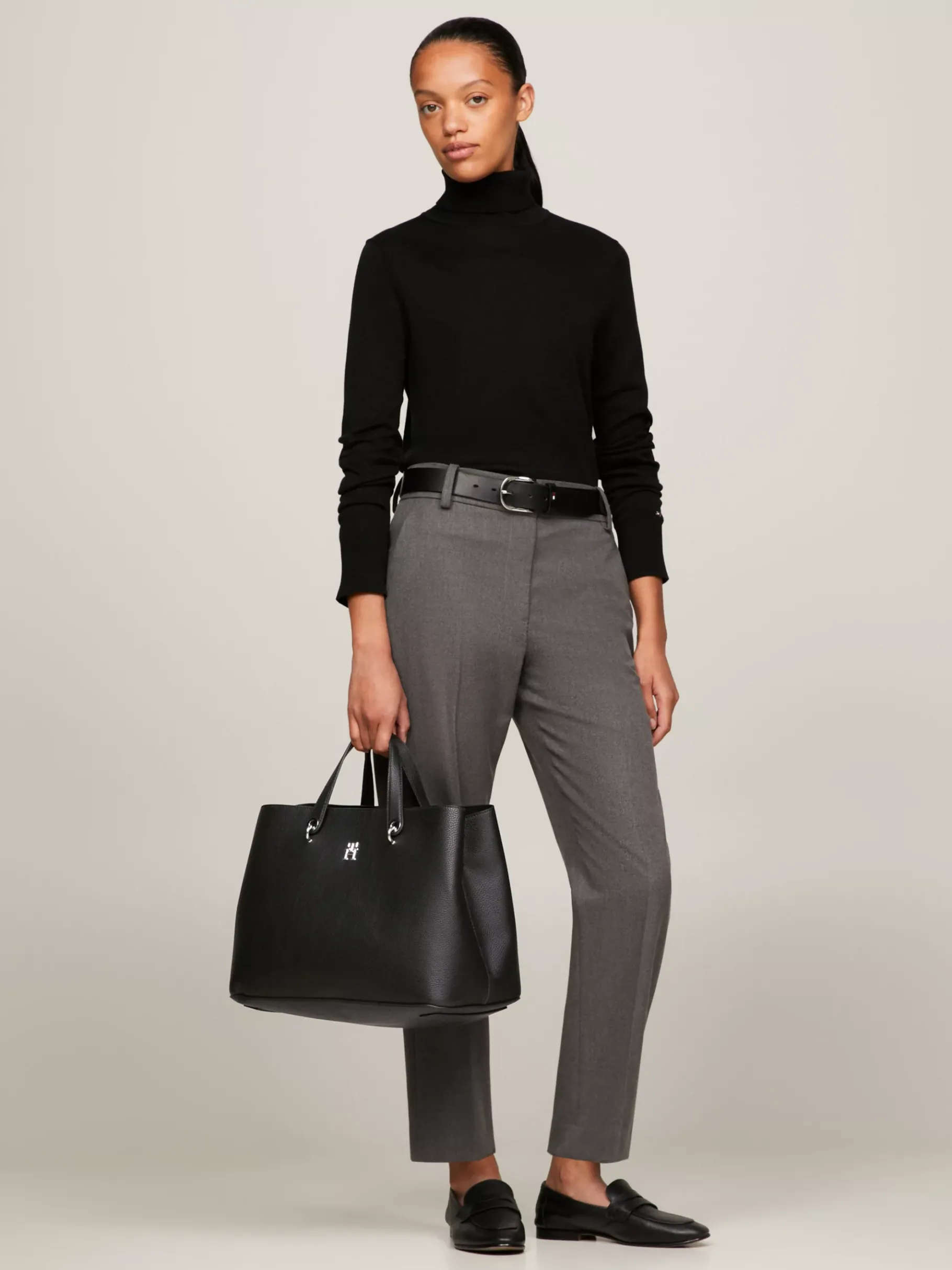 Tommy Hilfiger TH Emblem Satchel BLACK Cheap