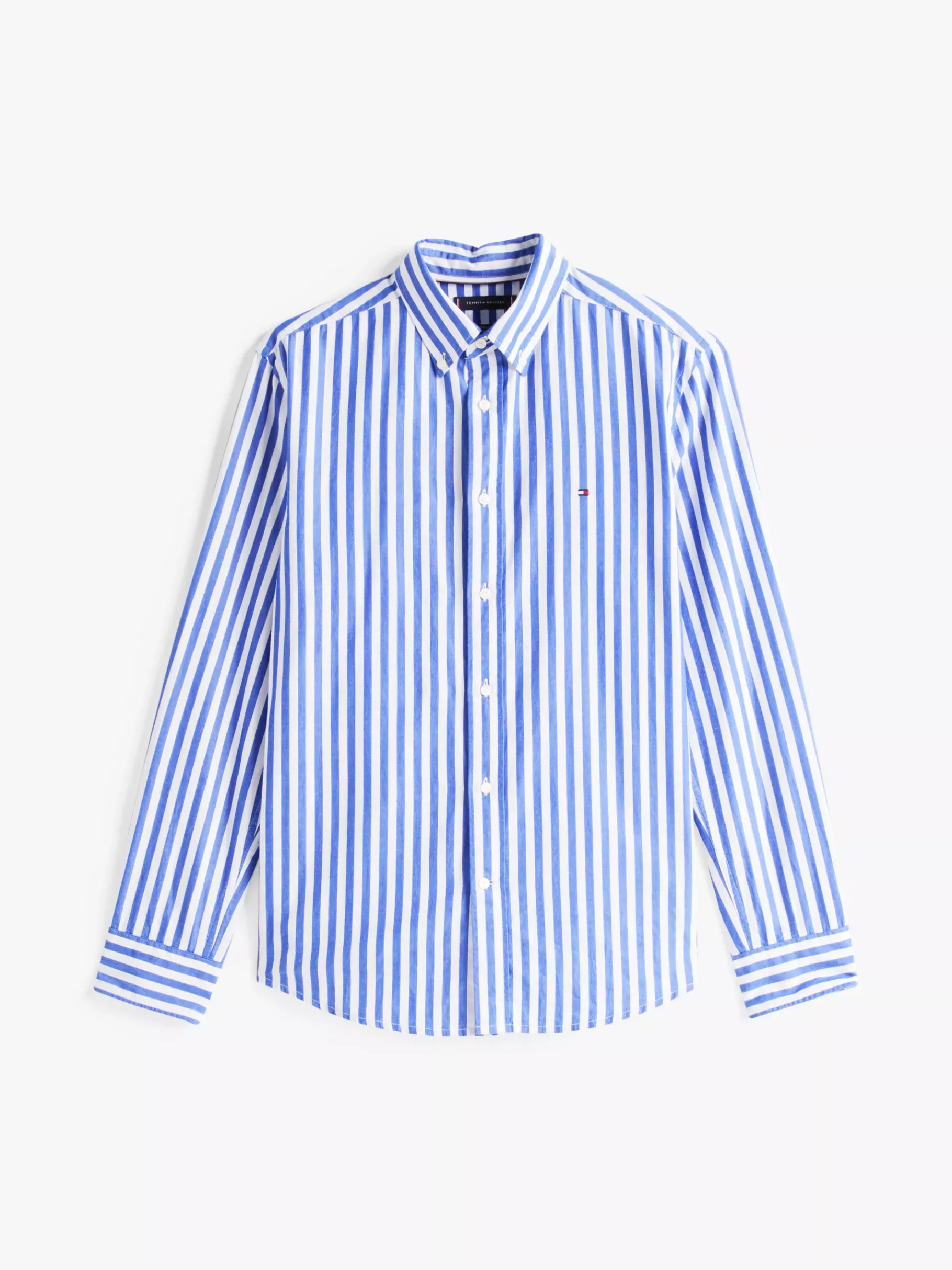 Tommy Hilfiger TH Flex gestreiftes Regular Fit Hemd WEDGE BLUE / OPTIC WHITE Cheap