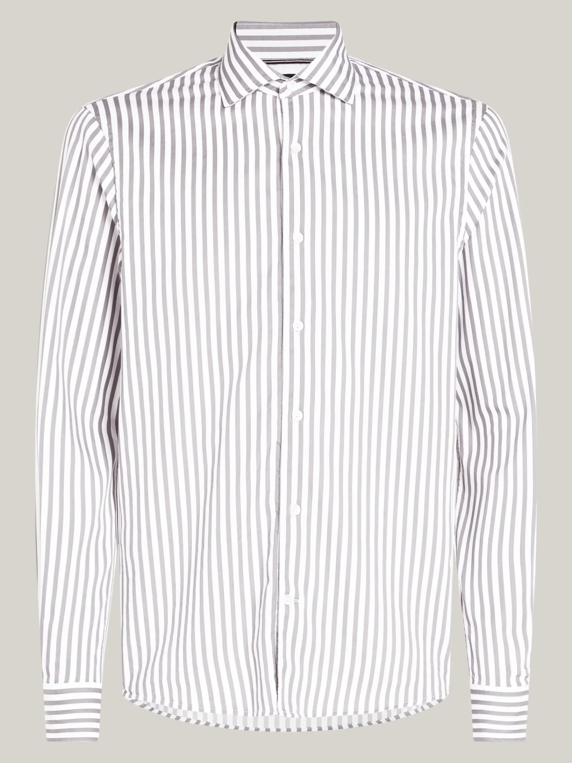 Tommy Hilfiger TH Flex gestreiftes Slim Fit Hemd TURBINE GREY / OPTIC WHITE Fashion