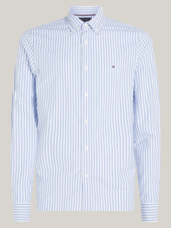 Tommy Hilfiger TH Flex gestreiftes Slim Fit Popelinehemd VESSEL BLUE / OPTIC WHITE Outlet