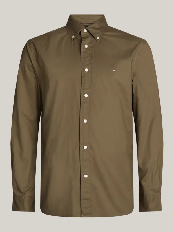 Tommy Hilfiger TH Flex Regular Fit Popelinehemd ARMY GREEN Online