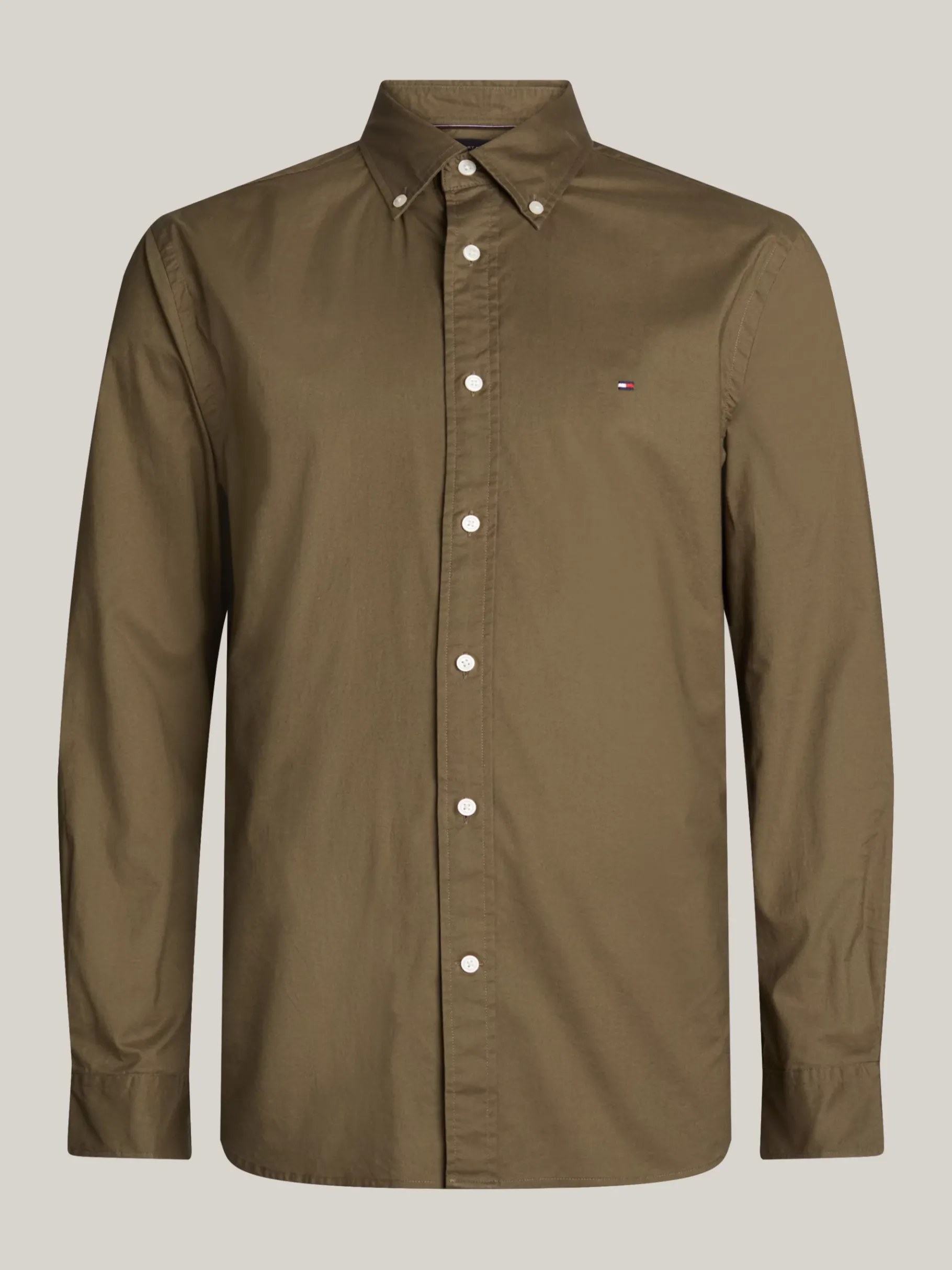 Tommy Hilfiger TH Flex Regular Fit Popelinehemd ARMY GREEN Online