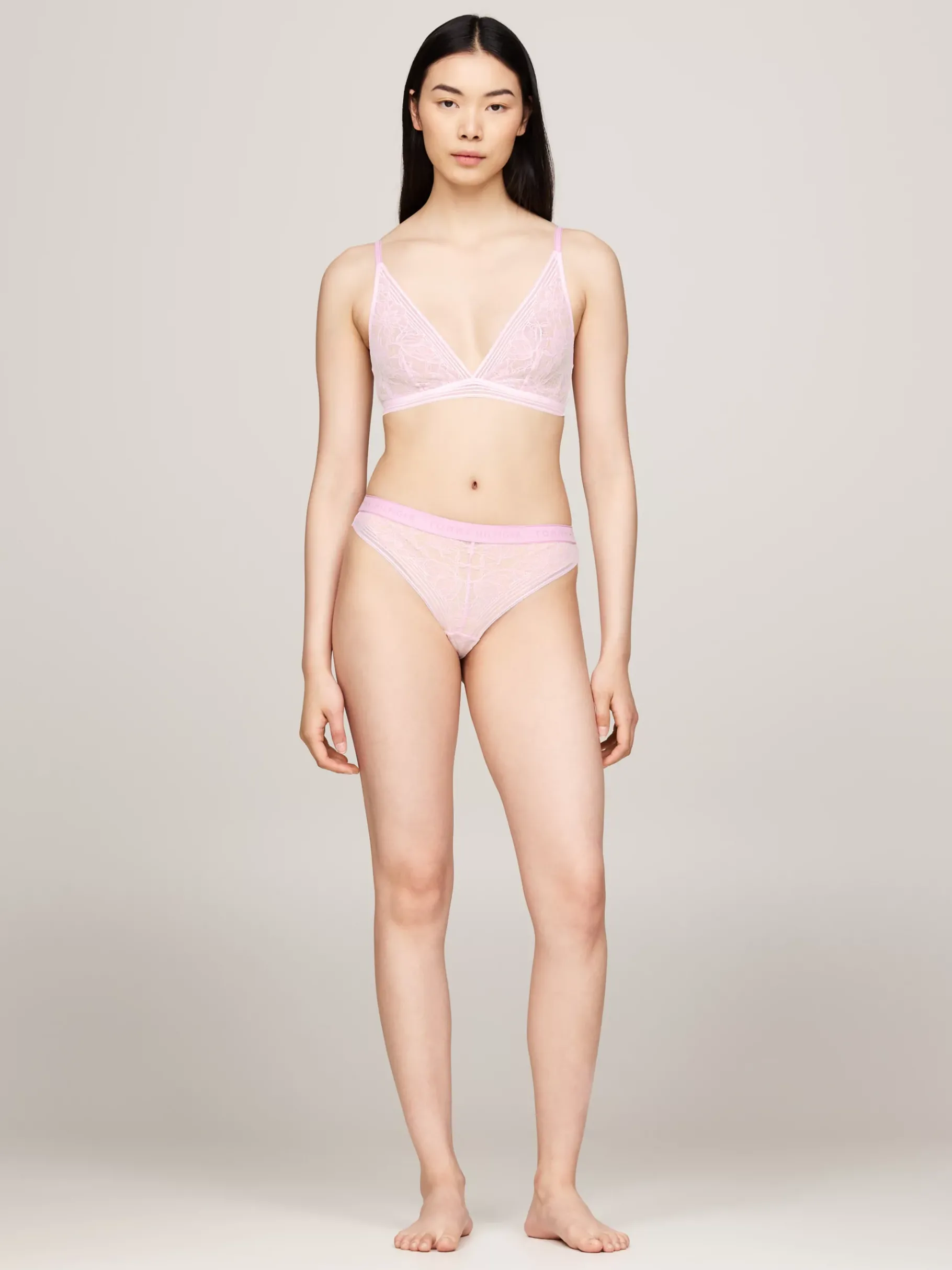 Tommy Hilfiger TH Logo Lace String PEARLY PINK Fashion