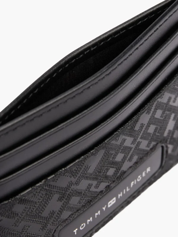 Tommy Hilfiger TH Monogram Kreditkartenetui aus Leder BLACK Hot