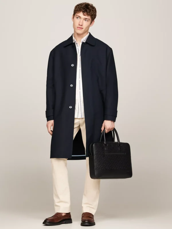 Tommy Hilfiger TH Monogram Laptop-Tasche mit Prägung BLACK New