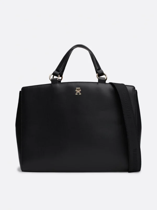 Tommy Hilfiger TH Monogram Satchel BLACK Hot
