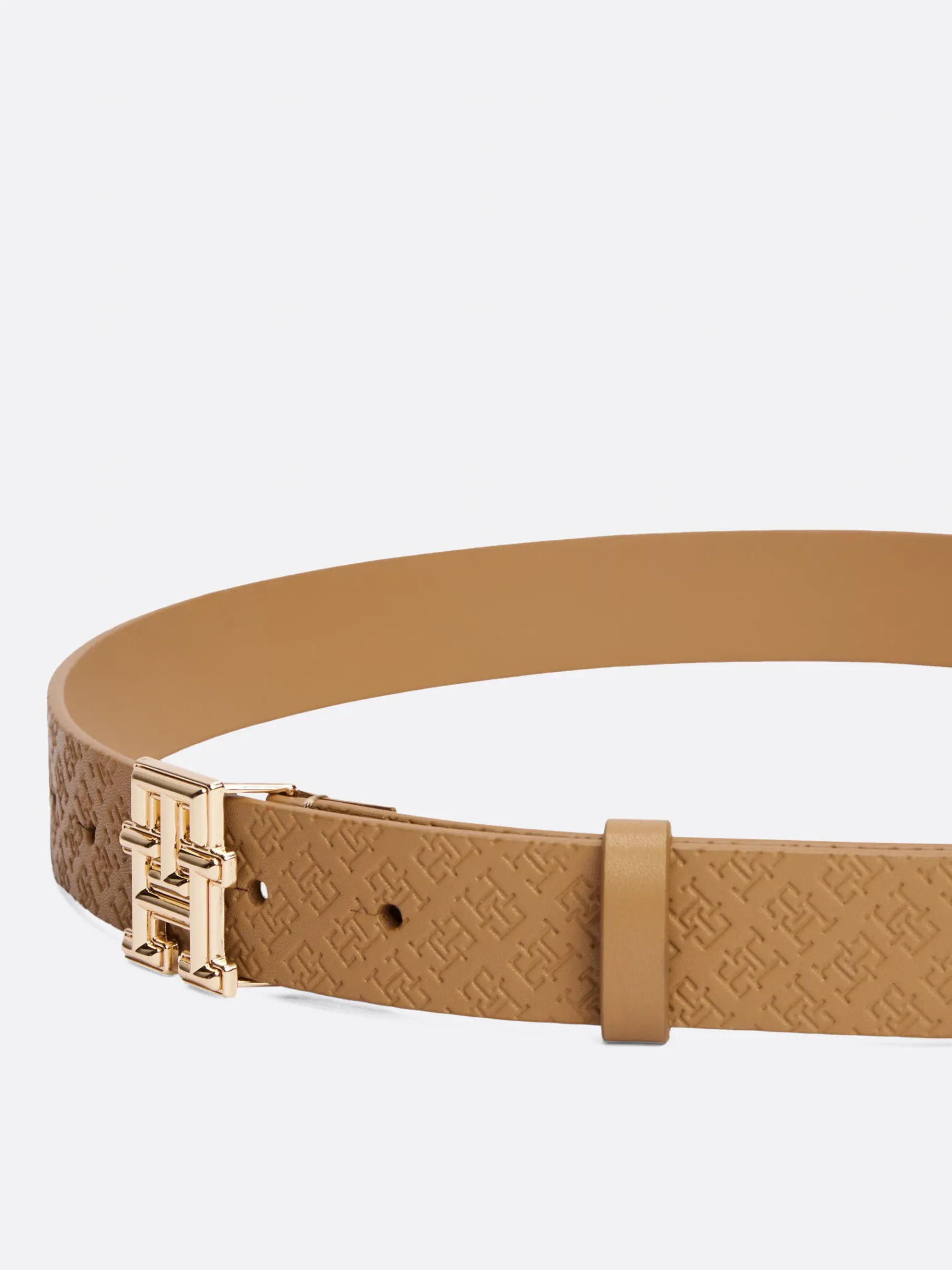 Tommy Hilfiger TH Monogram tiefgeprägter Ledergürtel SAFARI CANVAS Discount