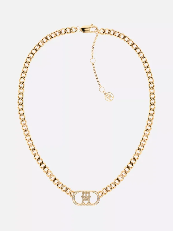 Tommy Hilfiger TH Monogram verete Halskette mit Kristall GOLD Online