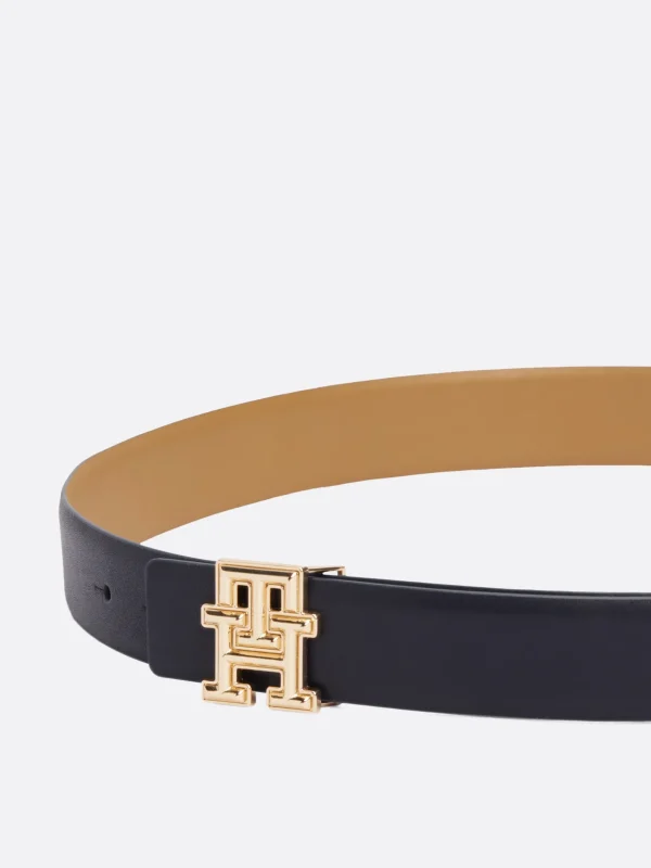 Tommy Hilfiger TH Monogram Wende-Ledergürtel SPACE BLUE/SAFARI CANVAS Hot