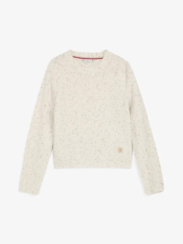 Tommy Hilfiger TH x Festive Pullover aus Metallic-Wollmix IVORY PETAL Cheap