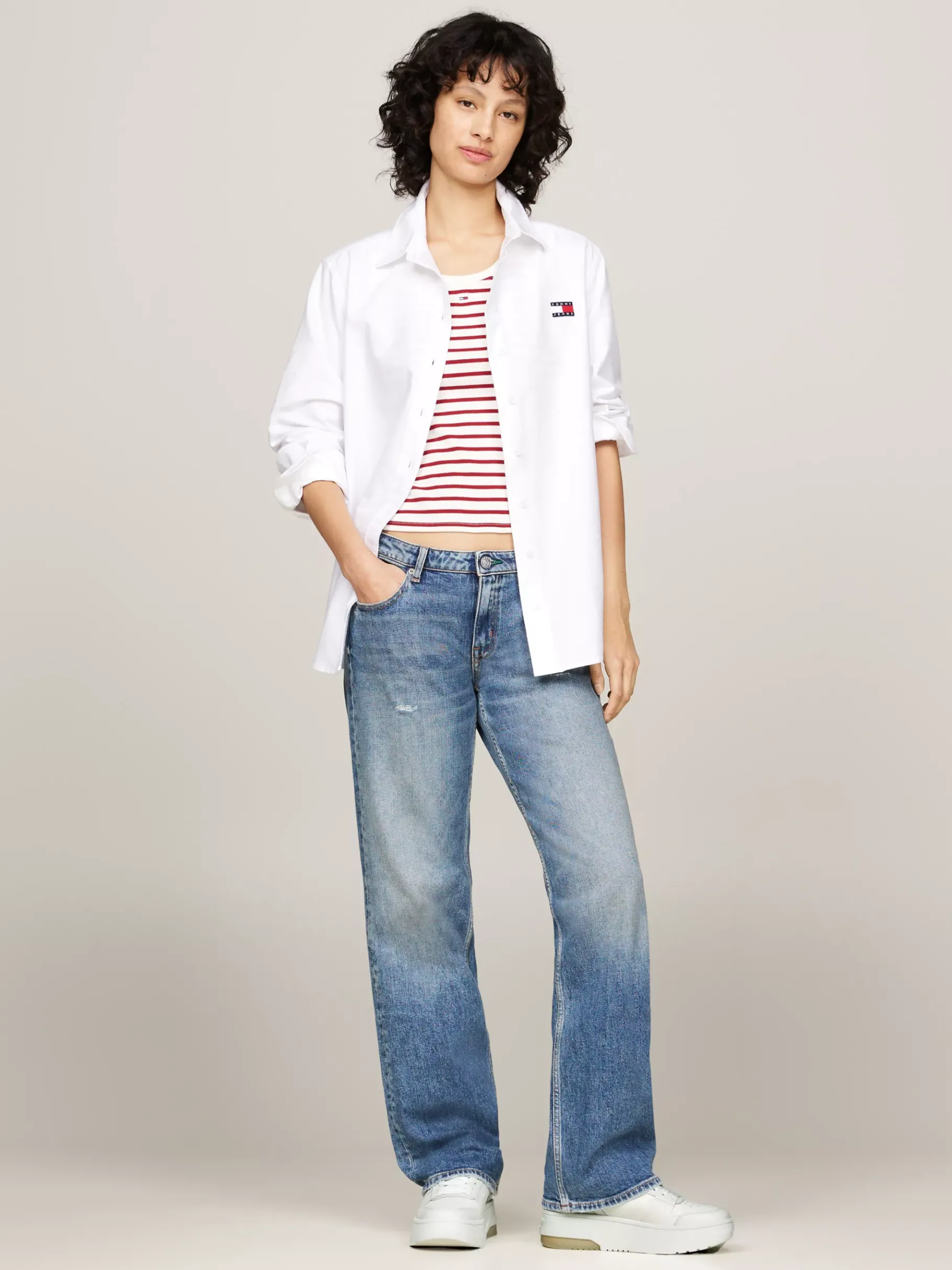 Tommy Hilfiger The Brooklyn Flatform-Sneaker aus Leder STRATUS GREY Sale