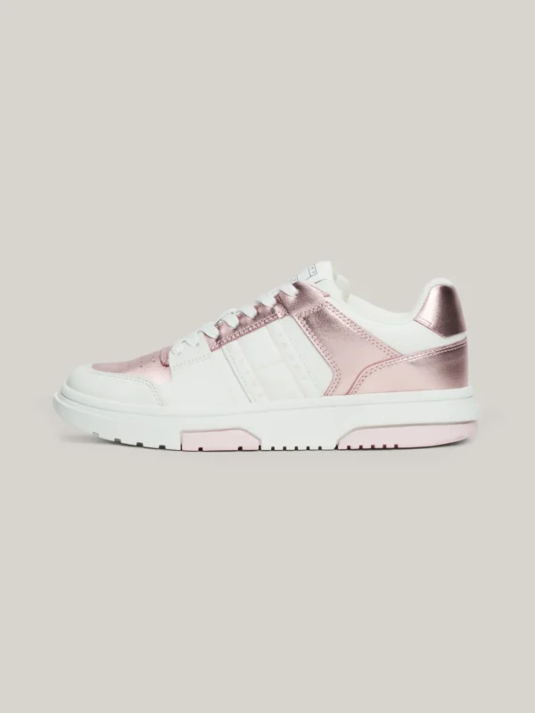 Tommy Hilfiger The Brooklyn Ledersneaker mit Metallic-Finish MISTY PINK Outlet
