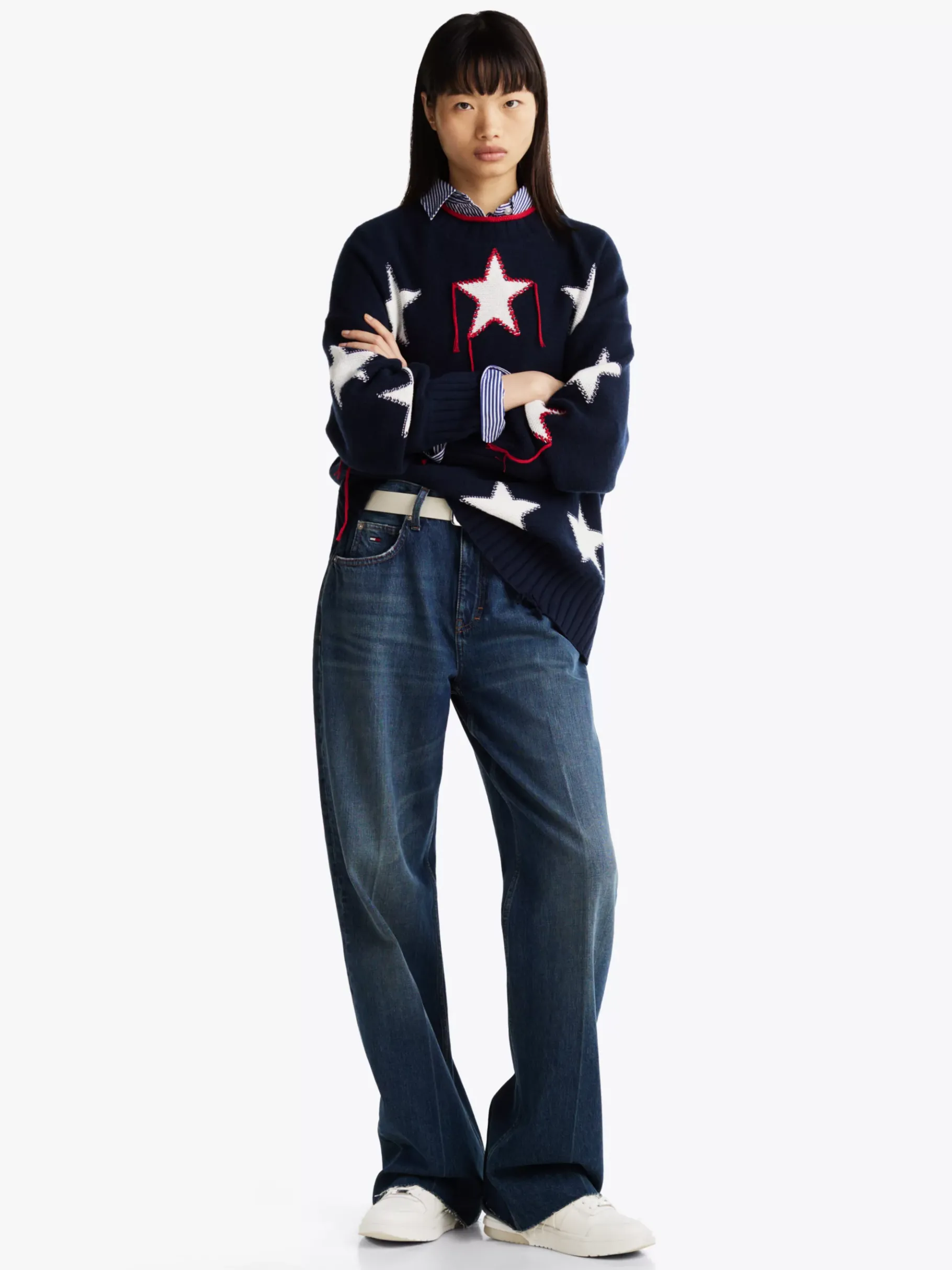 Tommy Hilfiger The Brooklyn Sneaker aus Leder ECRU Discount