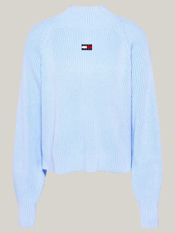 Tommy Hilfiger Tommy Badge Boxy Fit Rippstrick-Pullover VESSEL BLUE Sale