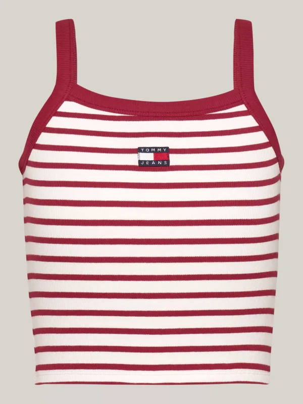 Tommy Hilfiger Tommy Badge geripptes Crop Top REGATTA RED / STRIPE Discount