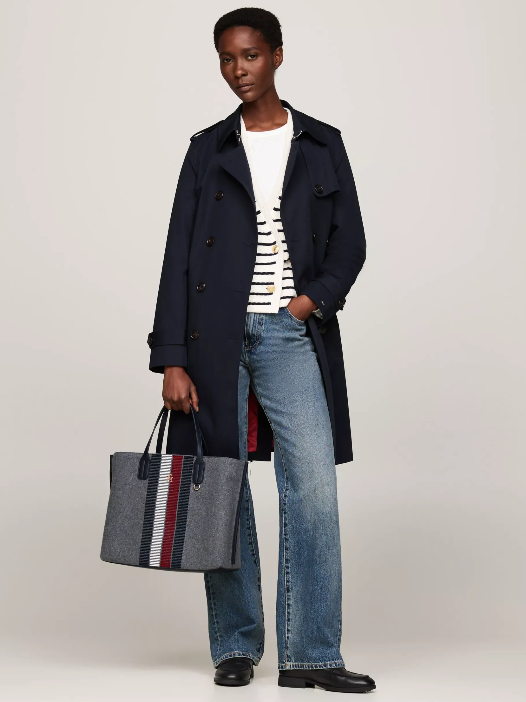 Tommy Hilfiger Tote-Bag aus Wollmix mit TH-Monogramm MID GREY HEATHER Online