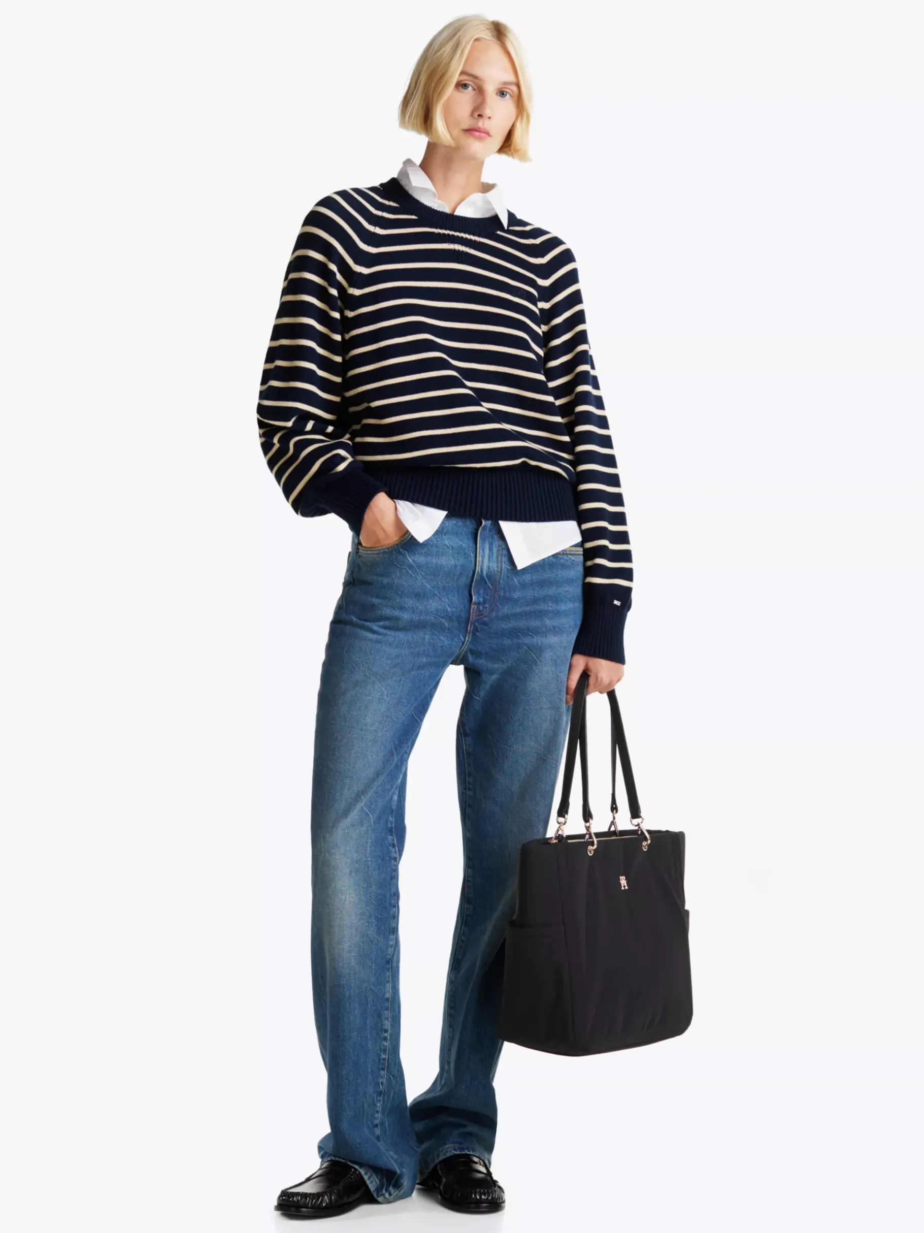 Tommy Hilfiger Tote-Bag mit TH-Monogramm-Emblem BLACK Discount