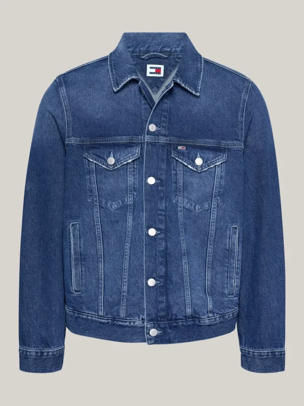 Tommy Hilfiger Truckerjacke aus Denim mit Rückenlogo DENIM MEDIUM Sale