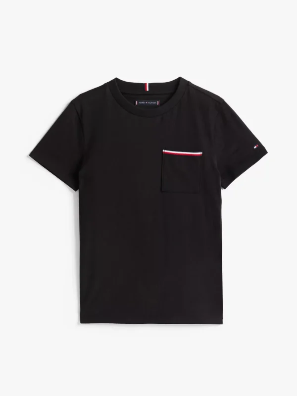 Tommy Hilfiger T-Shirt mit aufgesetzter Brusttasche BLACK Flash Sale