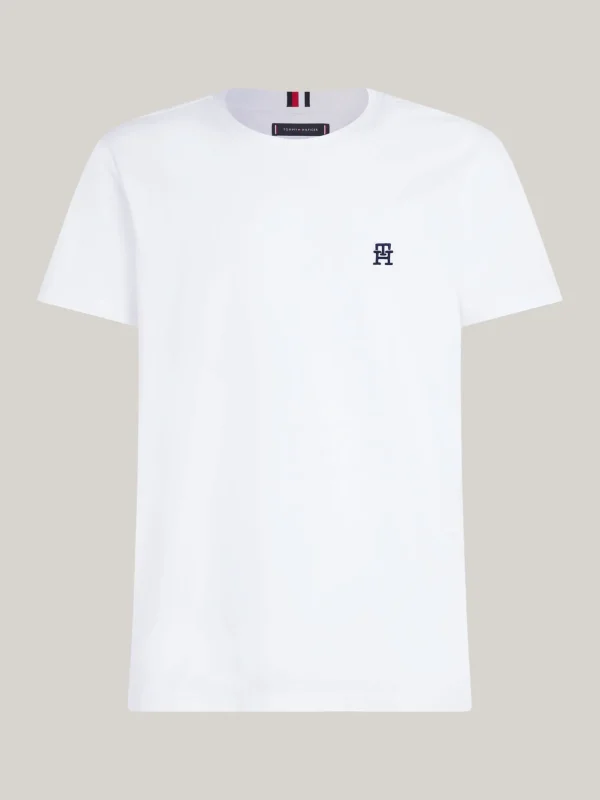Tommy Hilfiger T-Shirt mit aufgesticktem TH-Monogramm WHITE Outlet