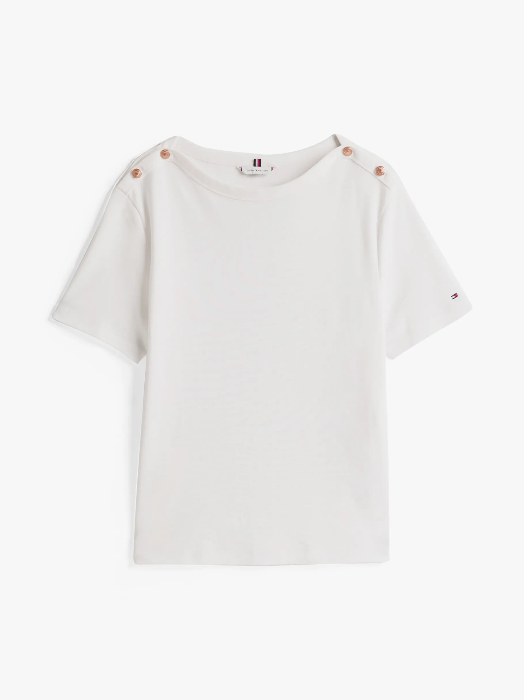 Tommy Hilfiger T-Shirt mit goldfarbenen Knöpfen ECRU Shop