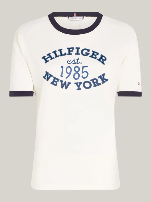 Tommy Hilfiger T-Shirt mit Kontrast-Besatz und Varsity-Logo ANCIENT WHITE Online