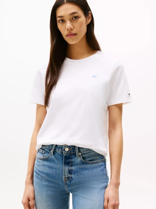 Tommy Hilfiger T-Shirt mit Kontrast-Flag TH OPTIC WHITE Fashion