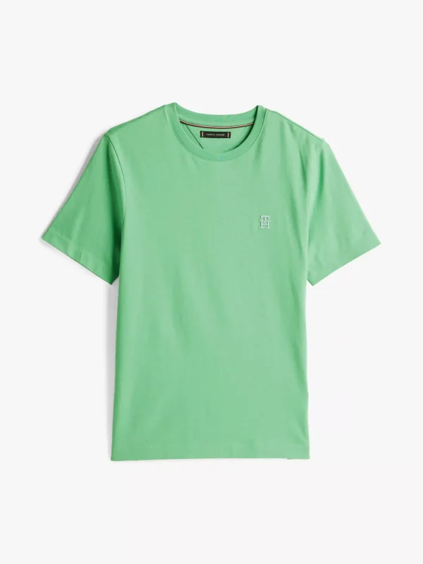 Tommy Hilfiger T-Shirt mit Kontrast-Monogramm-Stickerei FORT GREEN Fashion