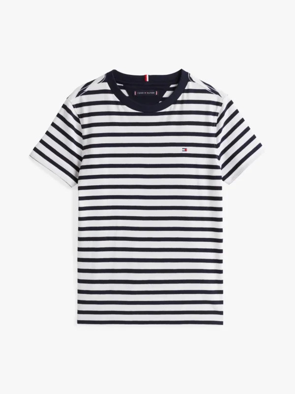 Tommy Hilfiger T-Shirt mit Kontrast-Rundhalsausschnitt DARK NIGHT NAVY WHITE BRETON STRIPE Sale