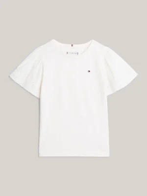 Tommy Hilfiger T-Shirt mit Lochstickerei an den Ärmeln ANCIENT WHITE Store