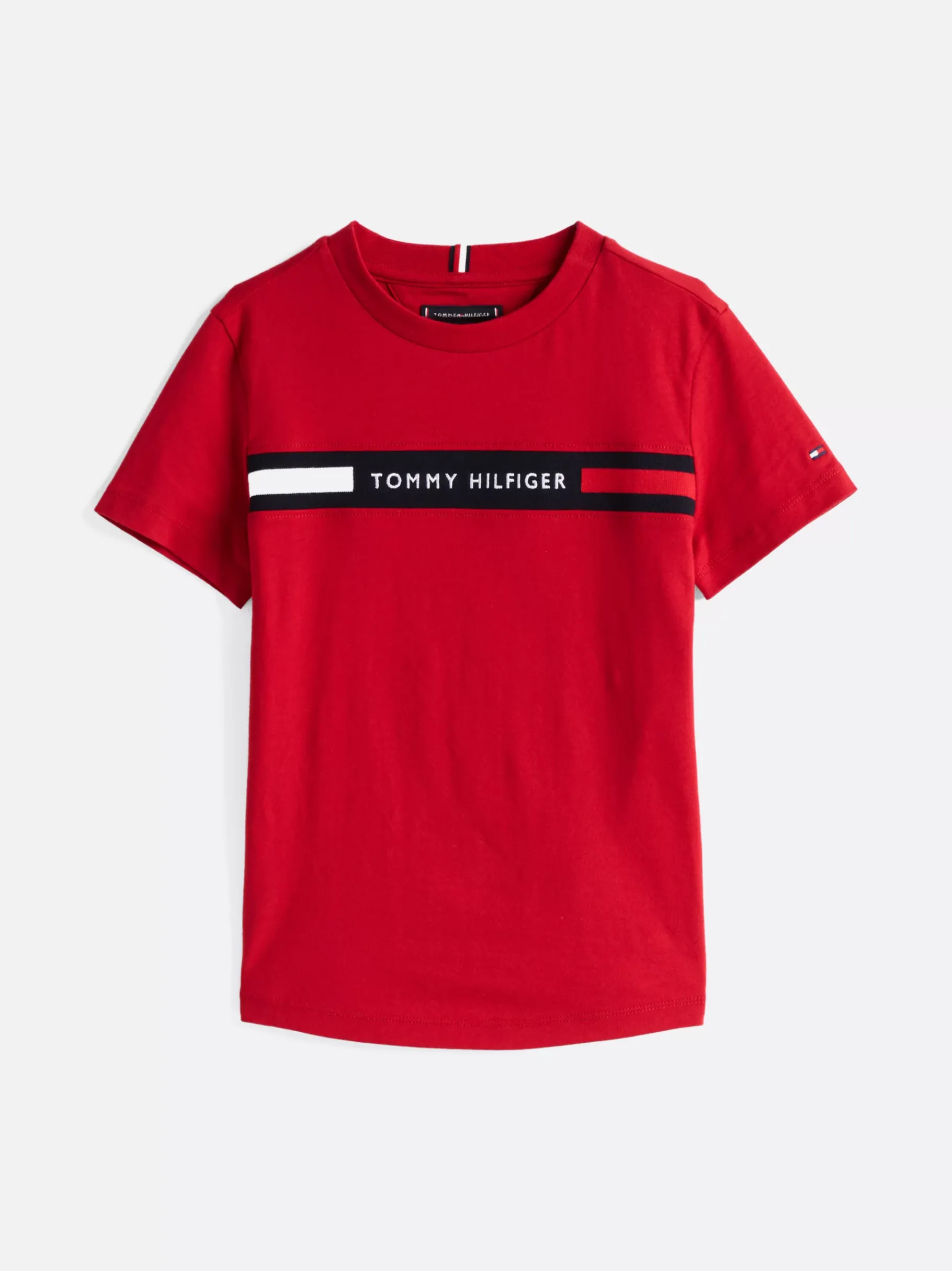 Tommy Hilfiger T-Shirt mit Logo als Rippstrick-Einsatz MEDIUM RED Best Sale