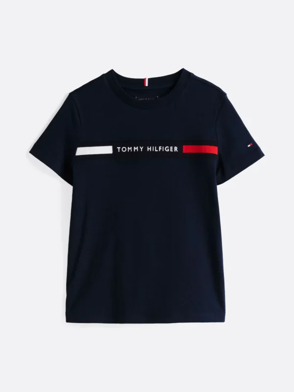 Tommy Hilfiger T-Shirt mit Logo als Rippstrick-Einsatz DARK NIGHT NAVY Hot