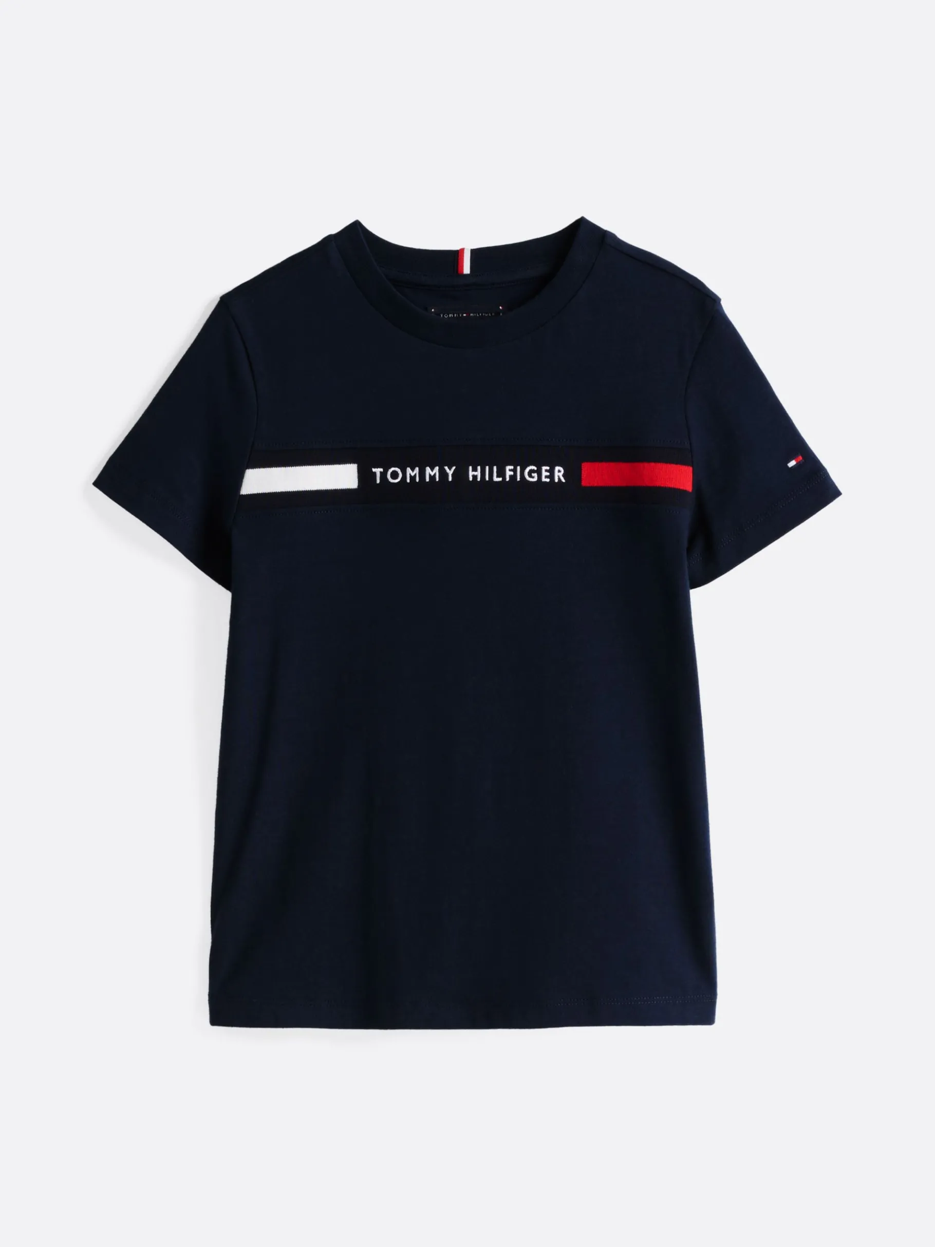 Tommy Hilfiger T-Shirt mit Logo als Rippstrick-Einsatz DARK NIGHT NAVY Hot