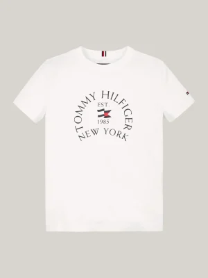 Tommy Hilfiger T-Shirt mit Logo-Print und Rundhalsausschnitt WHITE Best