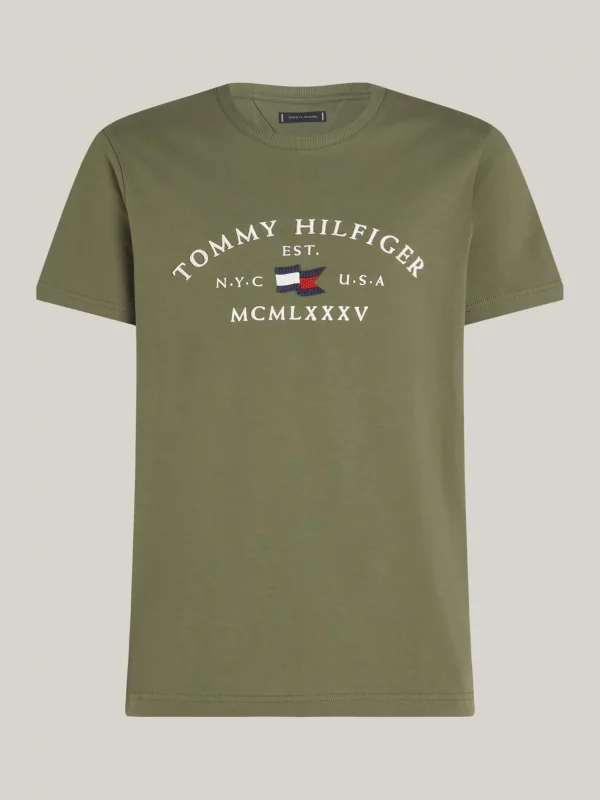 Tommy Hilfiger T-Shirt mit Logo-Stickerei BATTLE GREEN Best