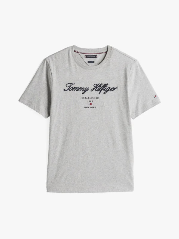 Tommy Hilfiger T-Shirt mit Logo-Stickerei LIGHT GREY HEATHER Cheap