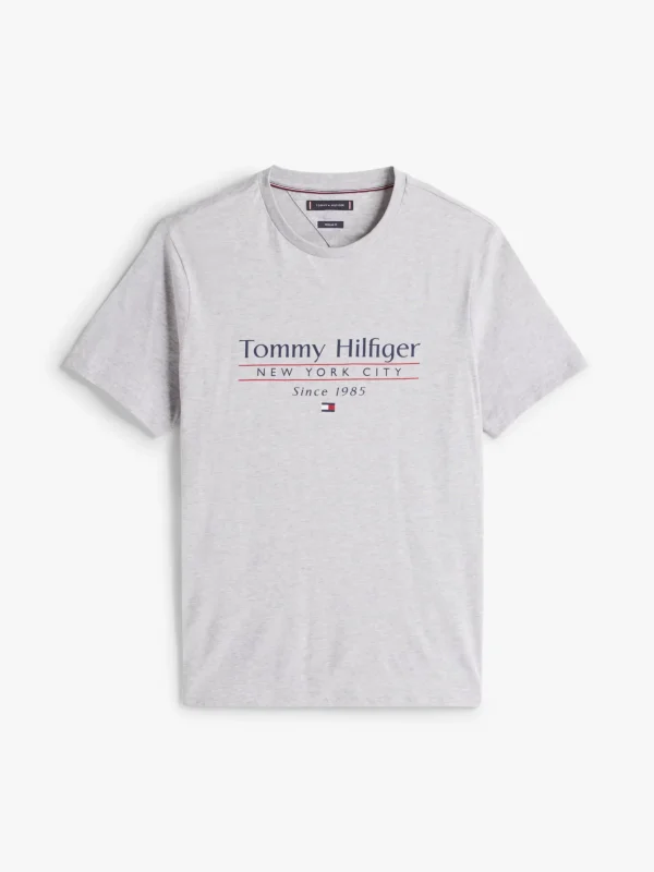 Tommy Hilfiger T-Shirt mit Rundhalsausschnitt und Logo LIGHT GREY HEATHER Best Sale