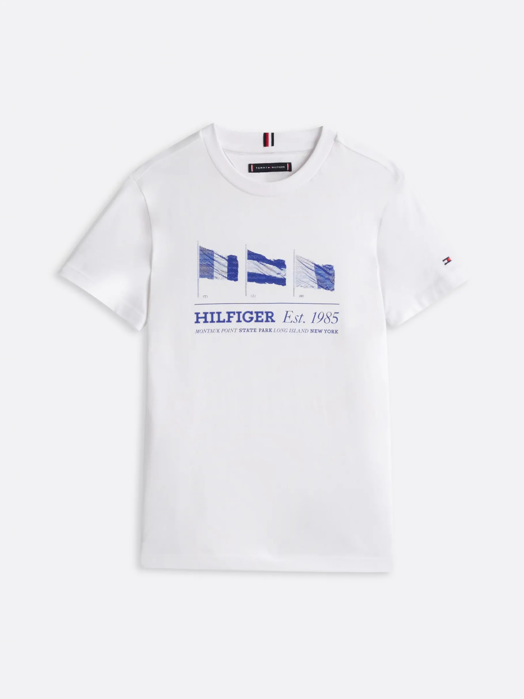 Tommy Hilfiger T-Shirt mit Rundhalsausschnitt und Flag-Grafik WHITE Flash Sale