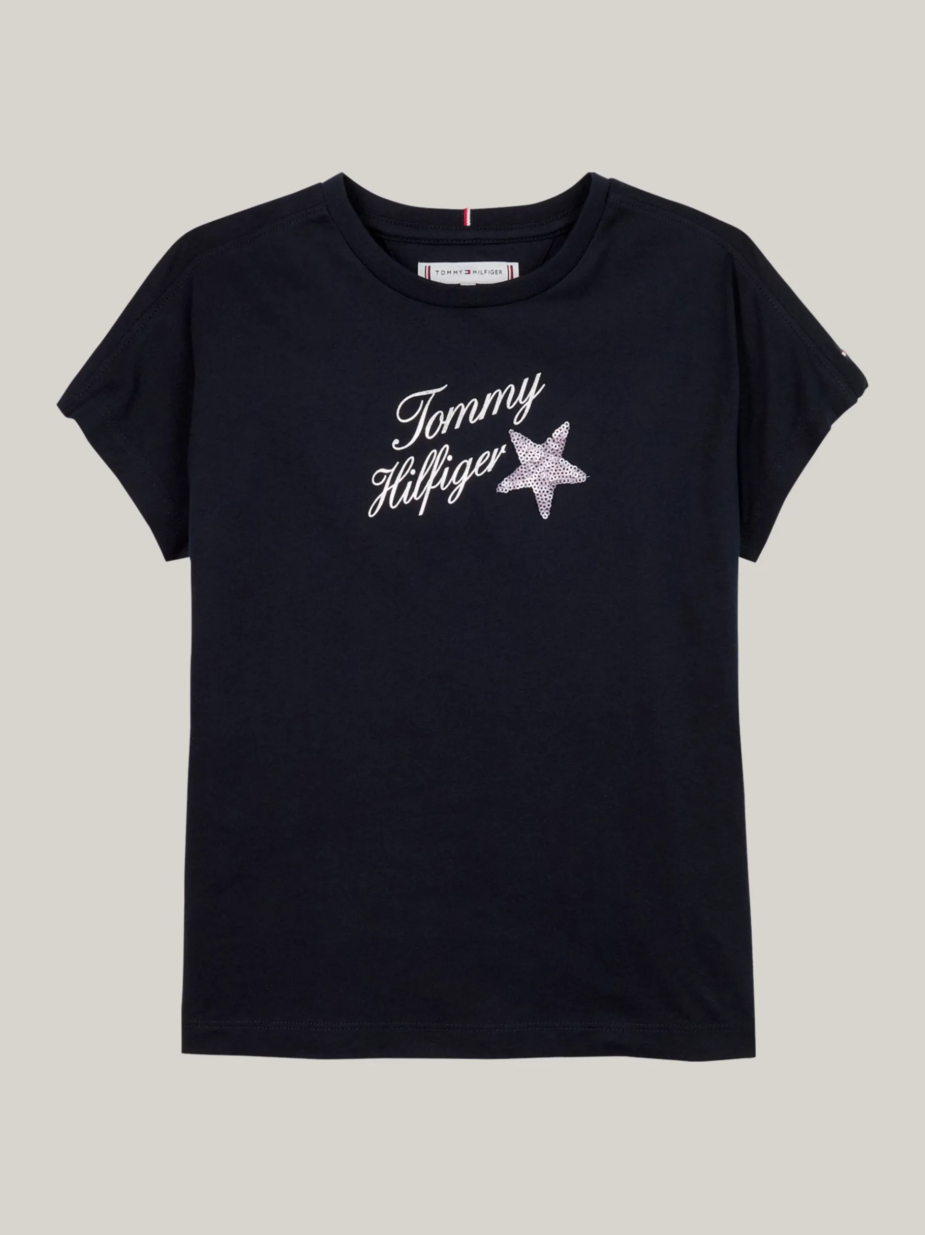 Tommy Hilfiger T-Shirt mit Schreibschrift-Logo und Stern DESERT SKY Best Sale