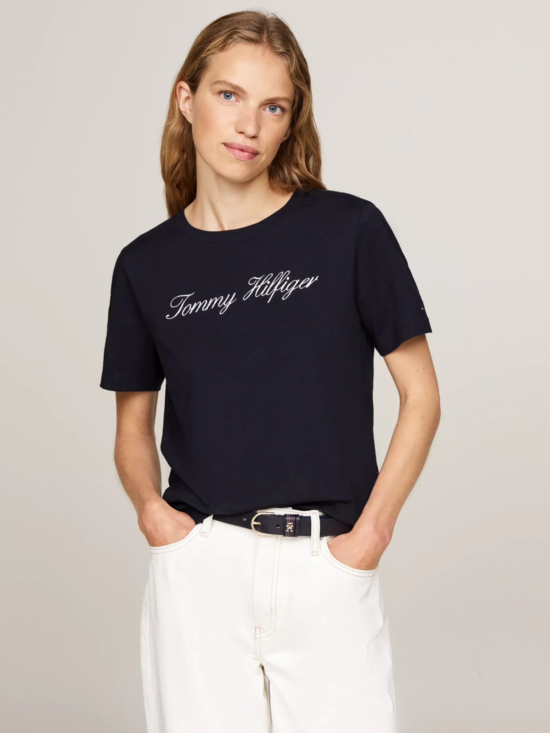 Tommy Hilfiger T-Shirt mit Script-Logo NOS DESERT SKY Best Sale