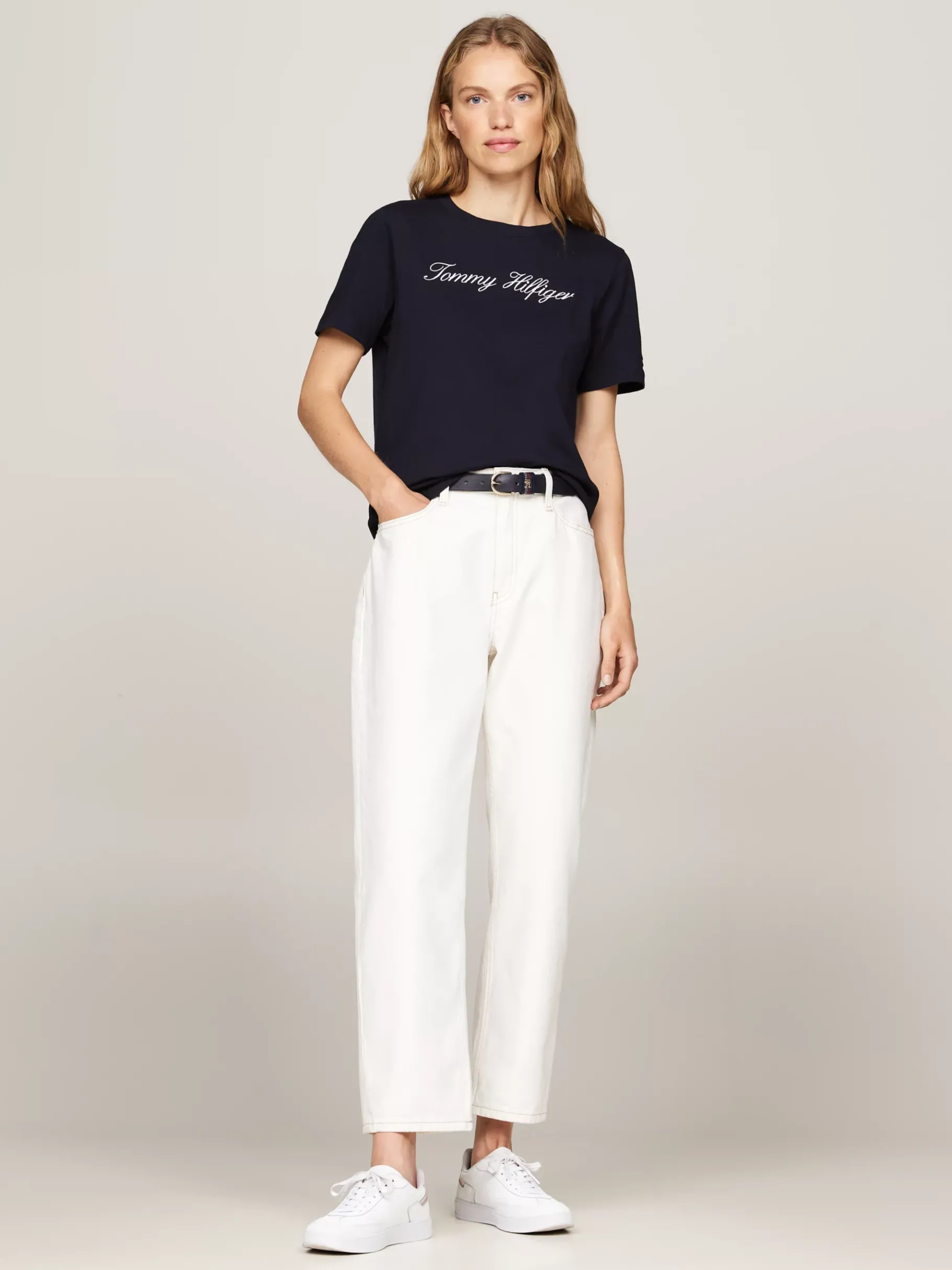 Tommy Hilfiger T-Shirt mit Script-Logo NOS DESERT SKY Best Sale