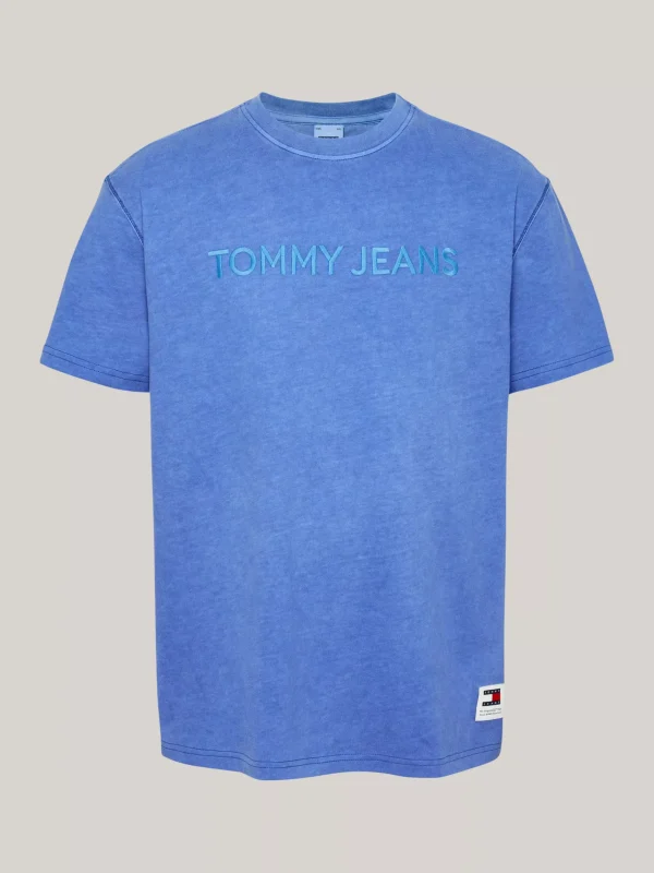 Tommy Hilfiger T-Shirt mit Stückfärbung und Logo-Stickerei BRIGHT BLUE New