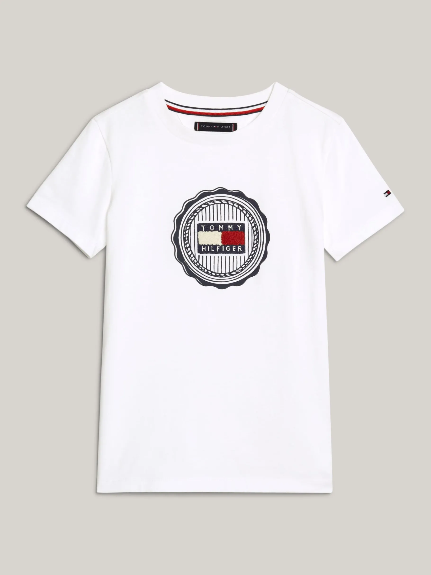 Tommy Hilfiger T-Shirt mit Stempel-Logo aus Frottee WHITE Best Sale