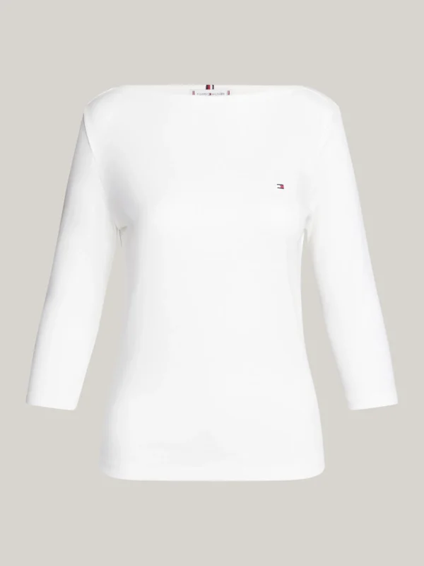Tommy Hilfiger T-Shirt mit U-Boot-Ausschnitt und 3/4-Ärmeln NOS ECRU Shop