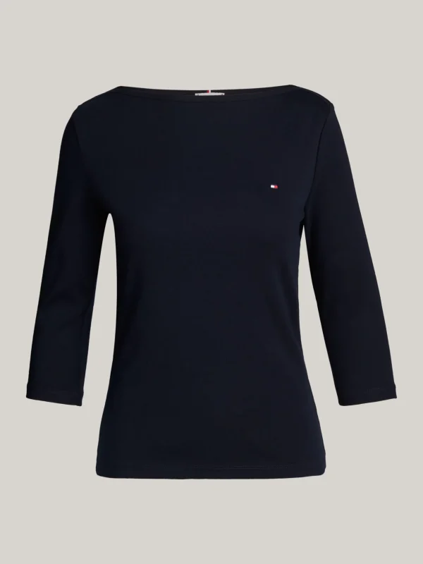 Tommy Hilfiger T-Shirt mit U-Boot-Ausschnitt und 3/4-Ärmeln NOS DESERT SKY Hot