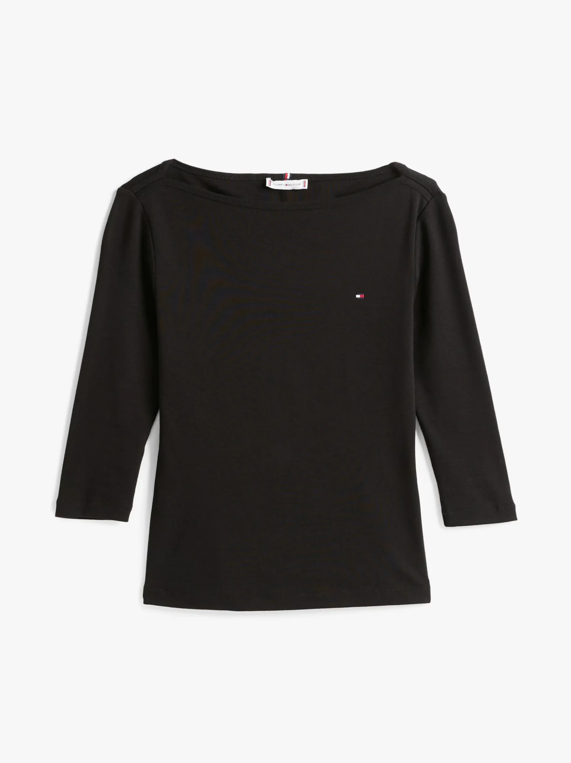 Tommy Hilfiger T-Shirt mit U-Boot-Ausschnitt und 3/4-Ärmeln BLACK Clearance