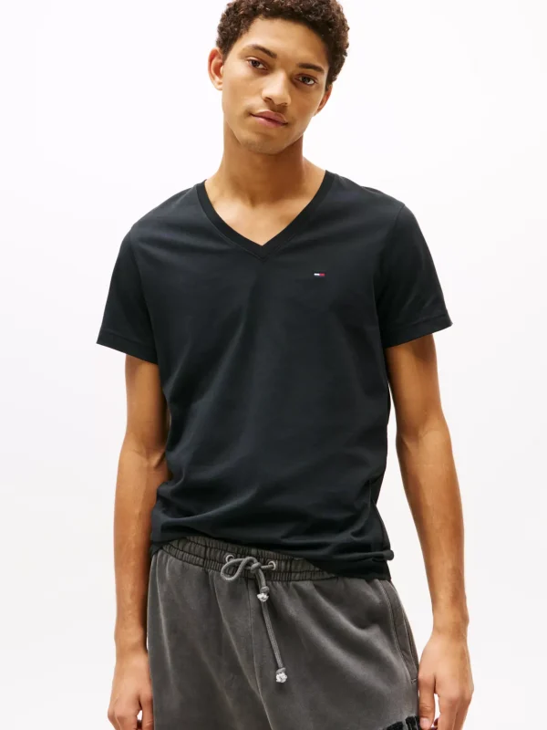 Tommy Hilfiger T-Shirt mit V-Ausschnitt TOMMY BLACK New