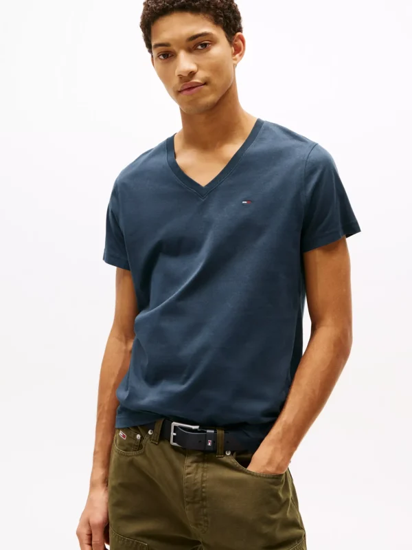Tommy Hilfiger T-Shirt mit V-Ausschnitt BLACK IRIS New